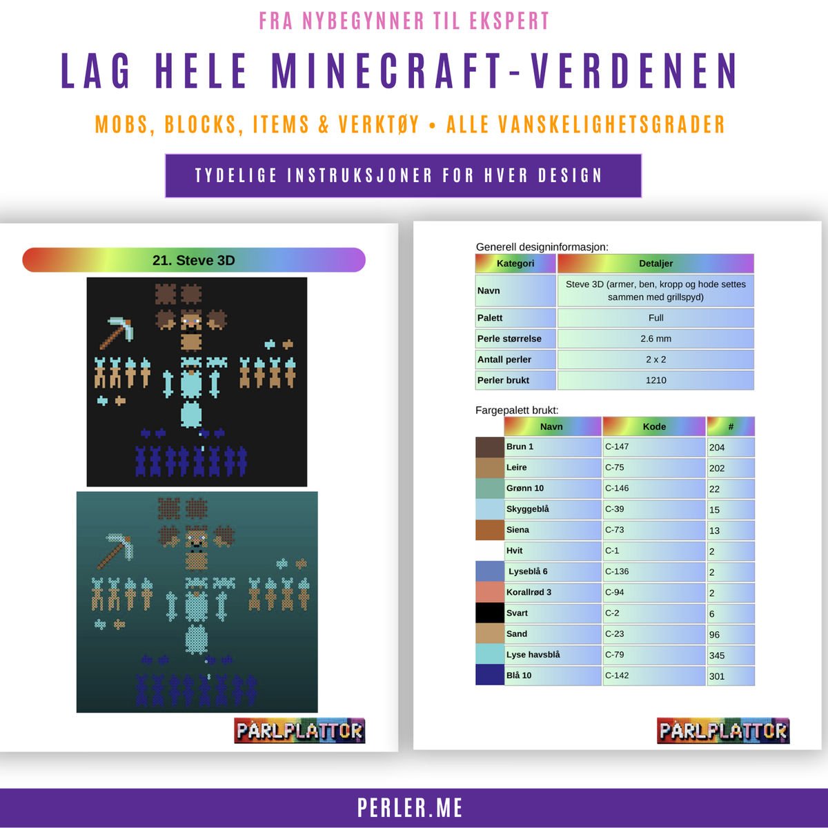 170+ Minecraft Perleplatemønstre - Bilde 4