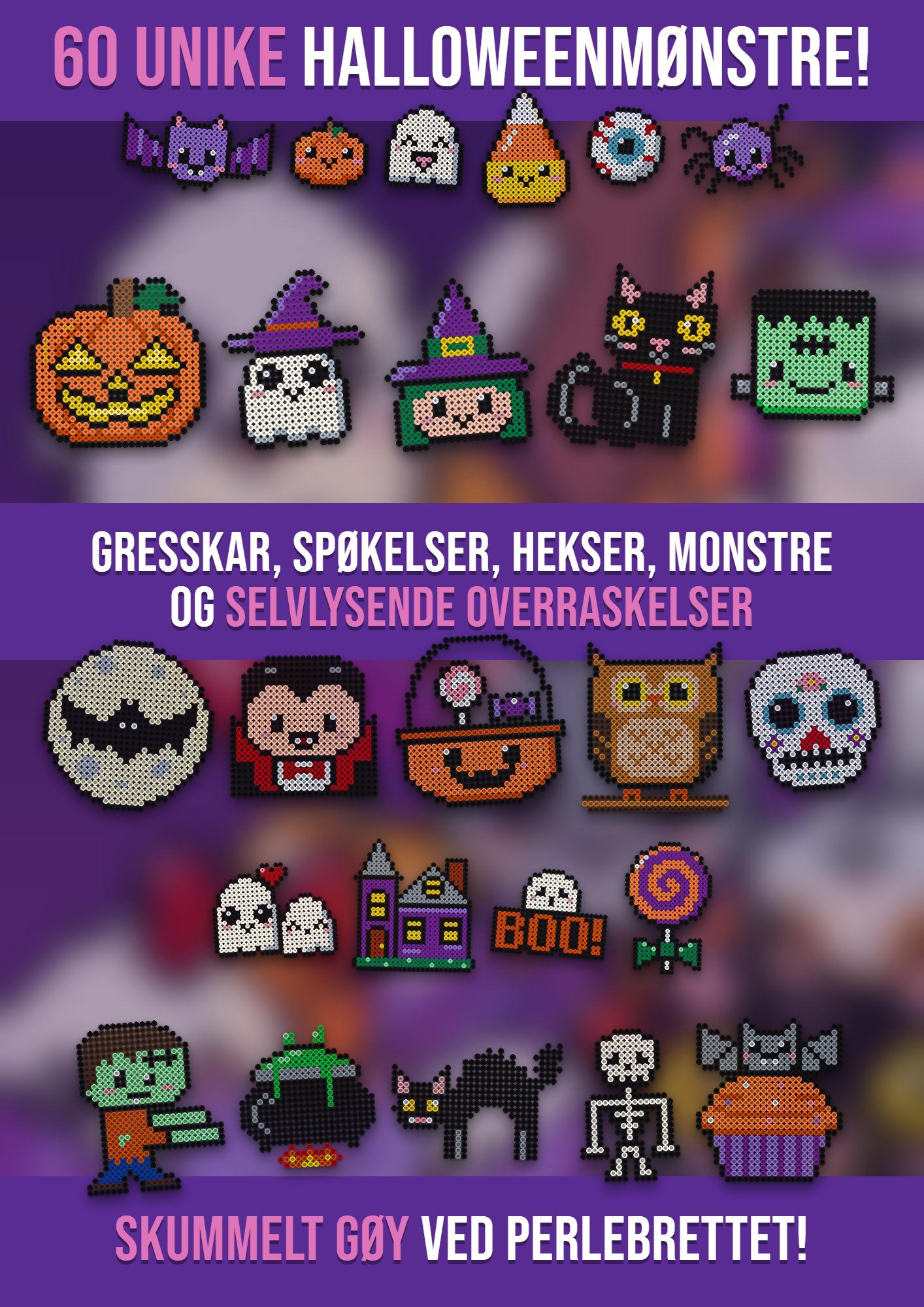 60 Halloween-perlemønstre – gresskar, spøkelser, hekser og monstre